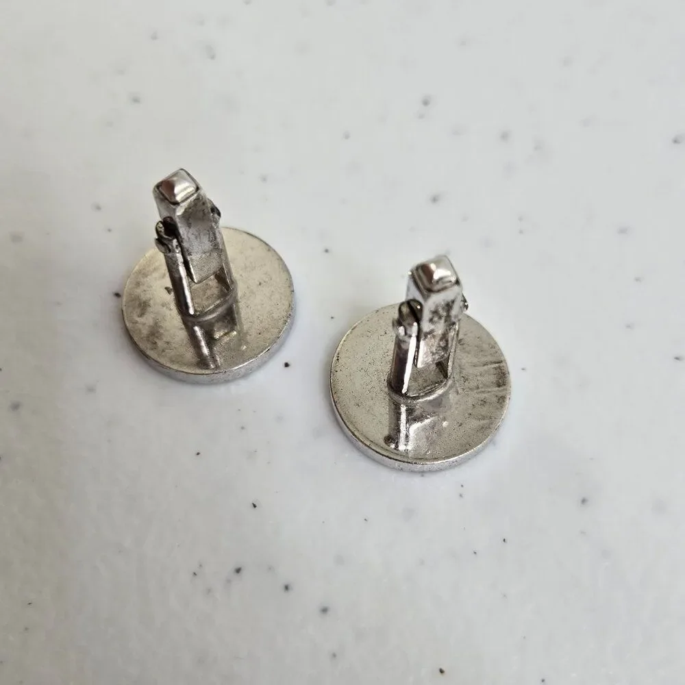 Anson Sterling Cufflinks CWK Circle Sterling Silver Engraved Mens Matte Distress